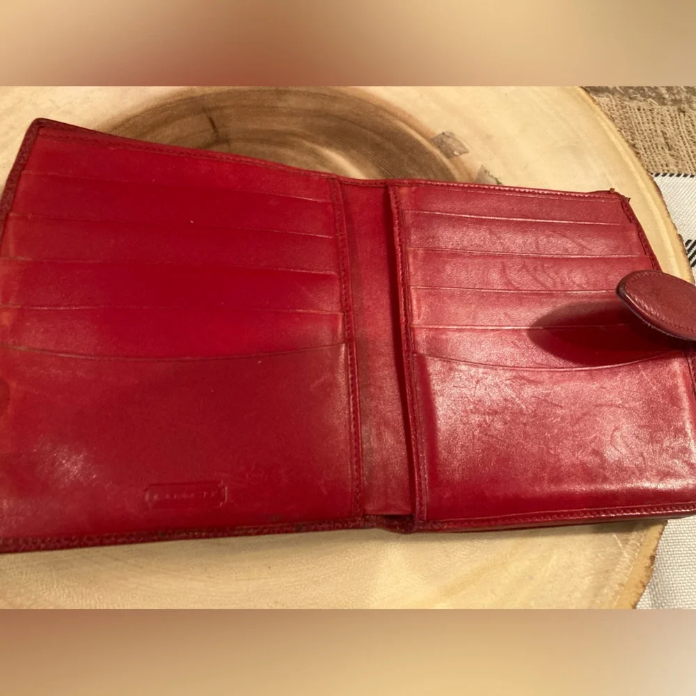 Vintage Coach Madison Continental Clutch Wallet With Kisslock Scarlet Red❤️ Rare